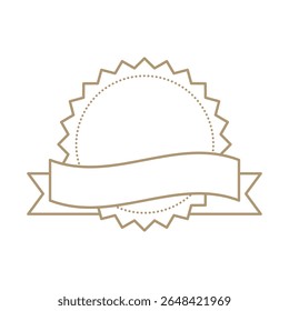 Customizable blank vector award badge with scalloped edges, featuring a ribbon banner, ideal for achievement recognition, quality assurance, or product labeling