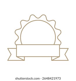 Crachá de prêmio de vetor em branco personalizável com bordas recortadas, com faixa de fita, ideal para reconhecimento de conquistas, garantia de qualidade ou rotulagem de produtos