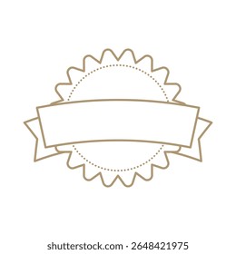 Customizable blank vector award badge with scalloped edges, featuring a ribbon banner, ideal for achievement recognition, quality assurance, or product labeling