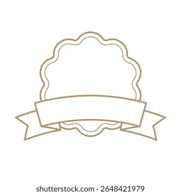 Customizable blank vector award badge with scalloped edges, featuring a ribbon banner, ideal for achievement recognition, quality assurance, or product labeling