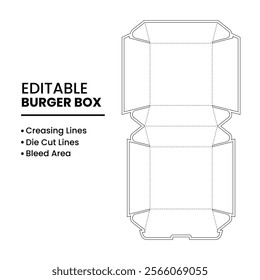 Customizable Burger Box Dieline for Food Packaging