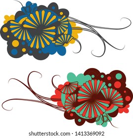 customizable car sticker vector floral abstract illustration colorful bubbles
