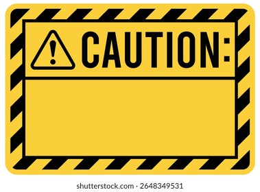Customizable Caution Warning Sign Vector. Blank Yellow Hazard Banner