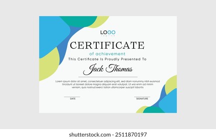 Vector de certificado personalizable. certificado imprimible. certificado Vector