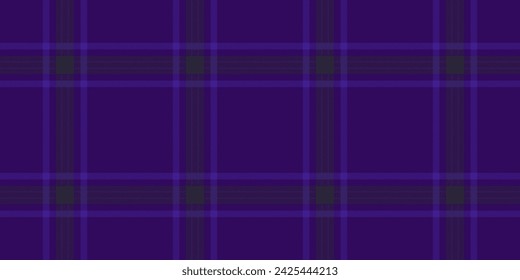 Customizable check tartan textile, purity vector pattern background. Path plaid seamless fabric texture in violet and dark color.