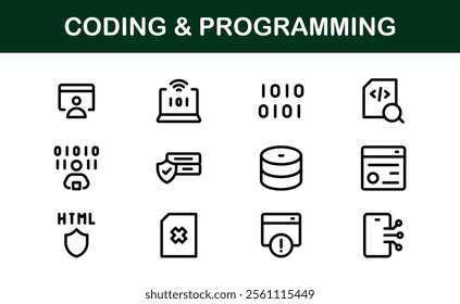 Customizable Coding and Programming Icons. Vector Graphics for Development, Design Systems, and Tech Workflows