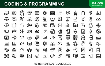 Customizable Coding and Programming Icons. Vector Graphics for Development, Design Systems, and Tech Workflows