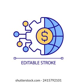 Customizable colorful icon representing home country concept, isolated vector, FDI thin line illustration.