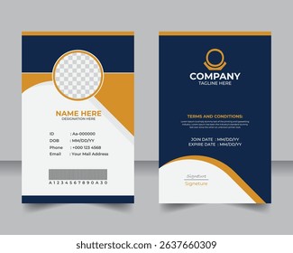 Customizable Corporate Identity Card, Sleek and Clean Staff Badge Template, Elegant and Modern Company ID Card, Professional and Easy to Customize
