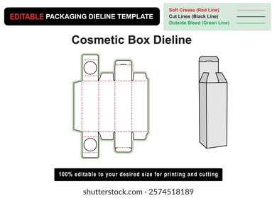 Customizable Cosmetic Box Dieline Template for Easy Printing, Die Cut Box, Dieline Template, printable dieline, packaging template, box dieline, packaging design, custom packaging, Product Design 