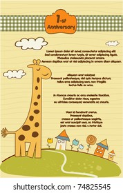 customizable  cute background with little giraffe
