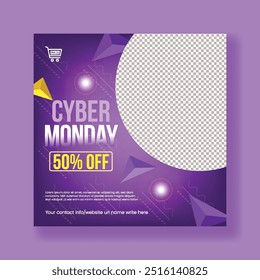 Customizable Cyber Monday Sale Flyer Template for Social Media and Web Banners, Perfect for E-commerce Discounts and Fashion Sale Promotions creative colorful background design 