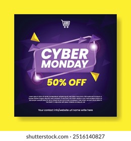 Customizable Cyber Monday Sale Flyer Template for Social Media and Web Banners, Perfect for E-commerce Discounts and Fashion Sale Promotions creative colorful background design 