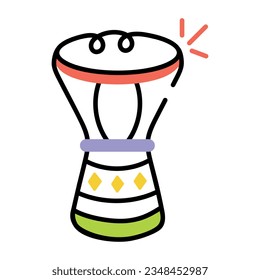 Customizable doodle icon of darbuka 