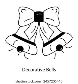 A customizable doodle icon of decorative bells  