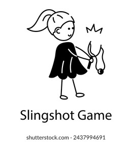 Customizable doodle icon depicting slingshot game 