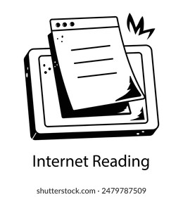 A customizable doodle icon of internet reading 