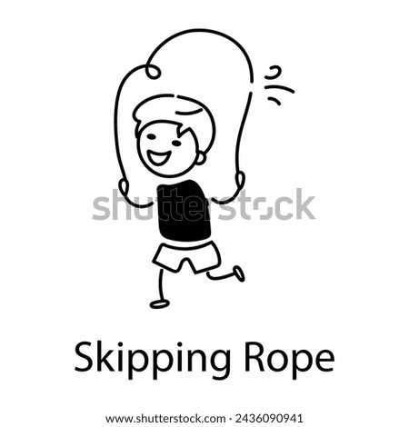 Customizable doodle icon of a kid skipping rope 