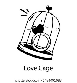 A customizable doodle icon of love cage 