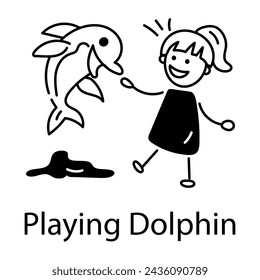Icono de doodle personalizable de jugar al delfín 