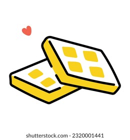 Customizable doodle icon of waffle pastries  