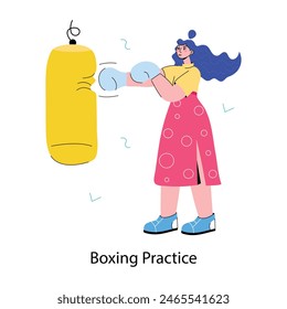 A customizable doodle mini illustration of boxing practice 