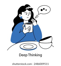 Eine anpassbare Doodle-Mini-Illustration von Deep Thinking 