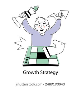 A customizable doodle mini illustration of growth strategy 