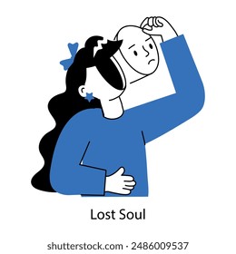 A customizable doodle mini illustration of lost soul 