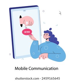 A customizable doodle mini illustration of mobile communication 