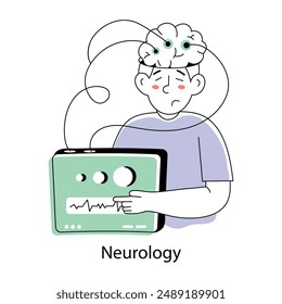 A customizable doodle mini illustration of neurology 