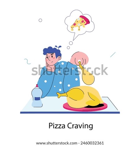 Customizable doodle mini illustration of pizza craving 