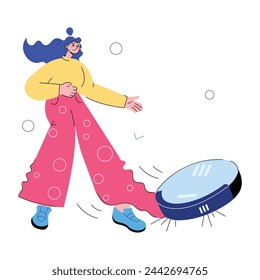 Customizable doodle mini illustration of smart vacuum 