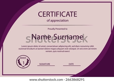 Customizable downloadable certificate template with clean design