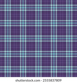 Customizable fabric plaid pattern, wallpaper check texture textile. December vector tartan seamless background in violet and light colors palette.