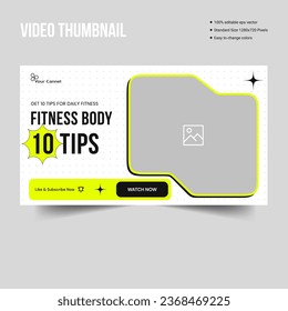 Customizable fitness thumbnail banner design, fully customizable body massage video cover design vector eps 10 file format