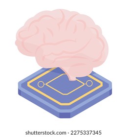 A customizable flat icon of ai thinking 