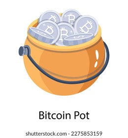 Customizable flat icon of bitcoin pot 