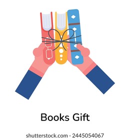 Customizable flat icon of books gift 
