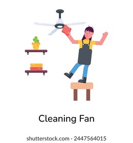 Customizable flat icon depicting cleaning fan 