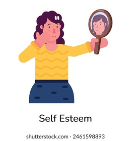 Customizable flat icon depicting self esteem 