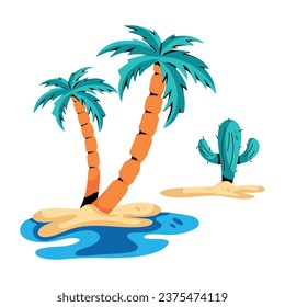 Customizable flat icon of desert island 