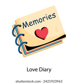 A customizable flat icon of love diary 