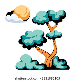 Icono plano personalizable del paisaje natural 