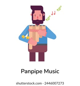 Customizable flat icon of panpipe music 