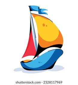 Customizable flat icon of sailing yacht