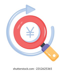 Customizable flat icon of searching yen 