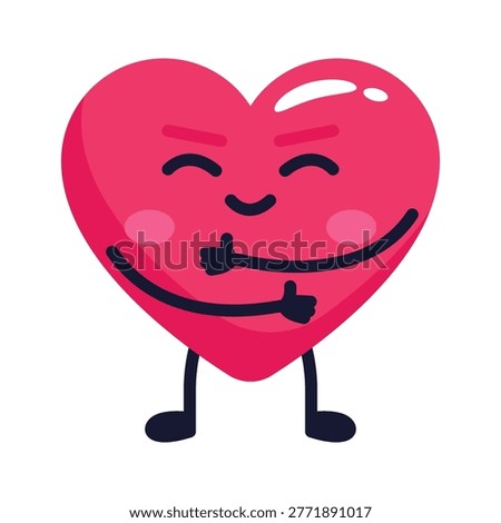 A customizable flat icon of smiling heart hugging with joy