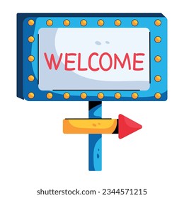 Customizable flat icon of welcome board 