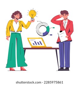 Customizable flat illustration of analysis idea 